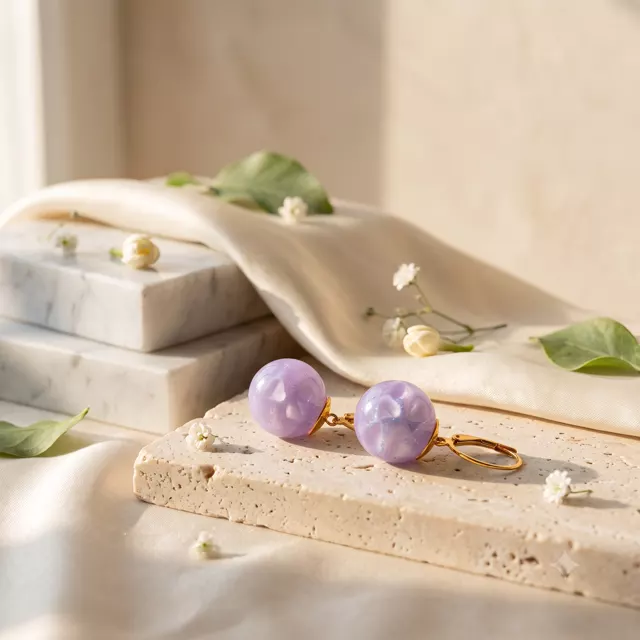 Lilac Glow Orb Earrings