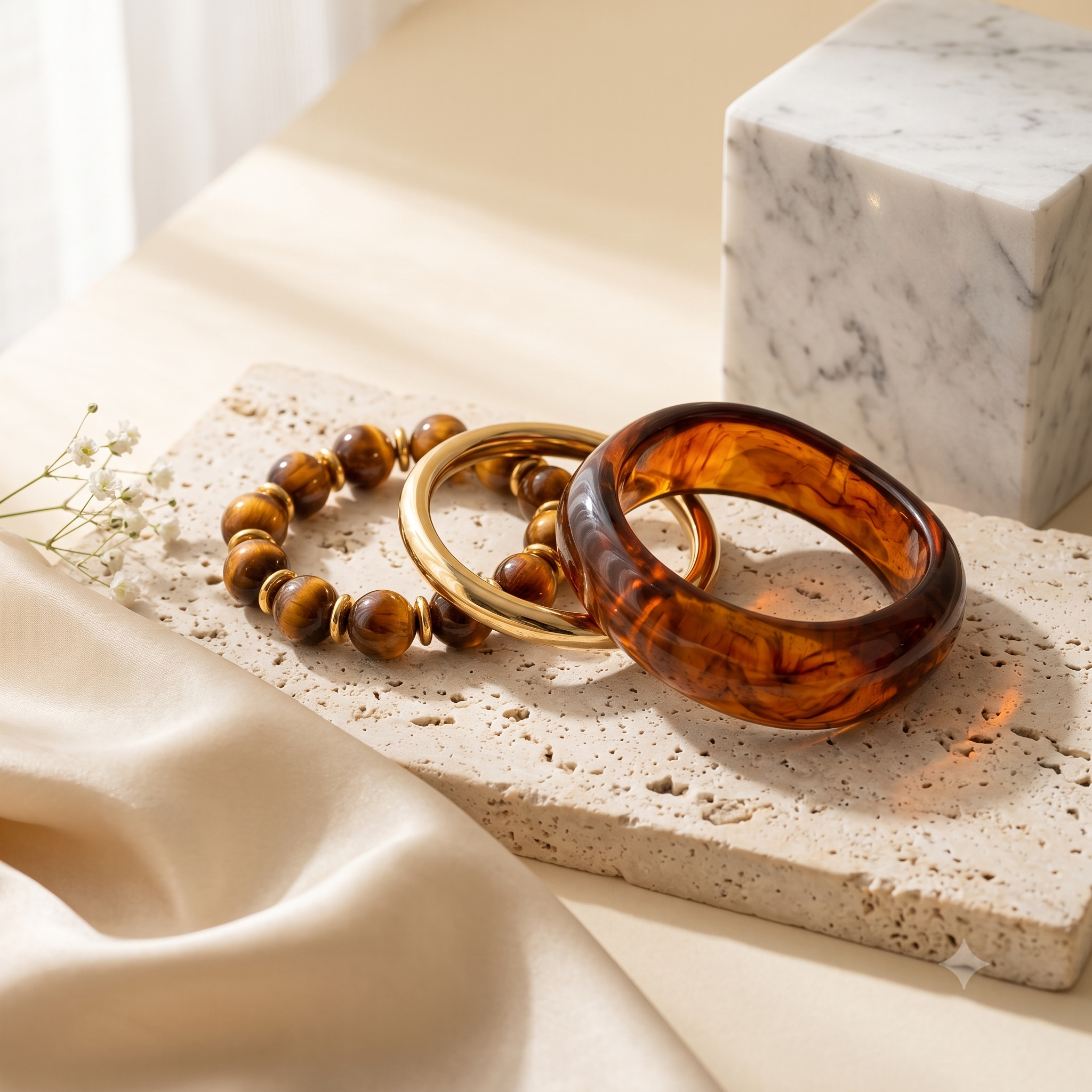 Mocha Glow Bangle & Bracelet Stack