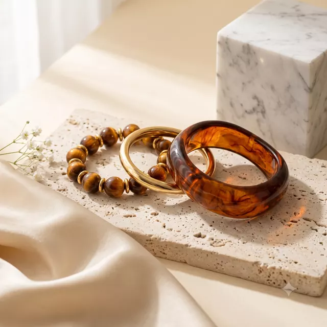 Mocha Glow Bangle & Bracelet Stack