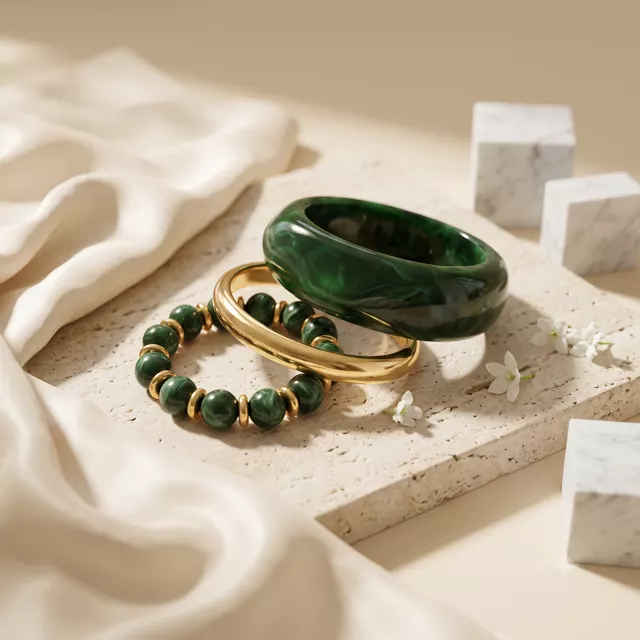 Jade Glow Bangle & Bracelet Stack