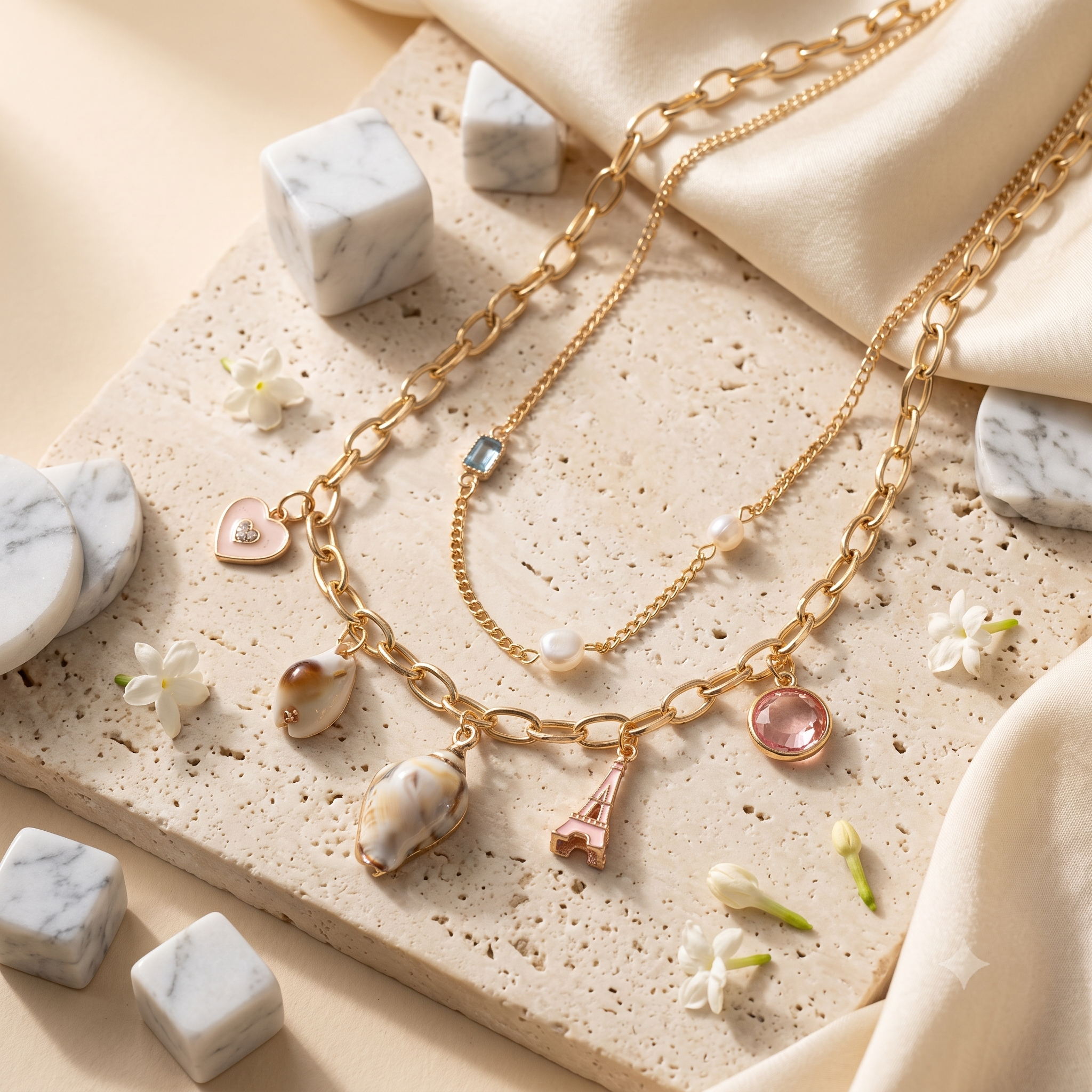 Parisian Shore Charm Layered Necklace