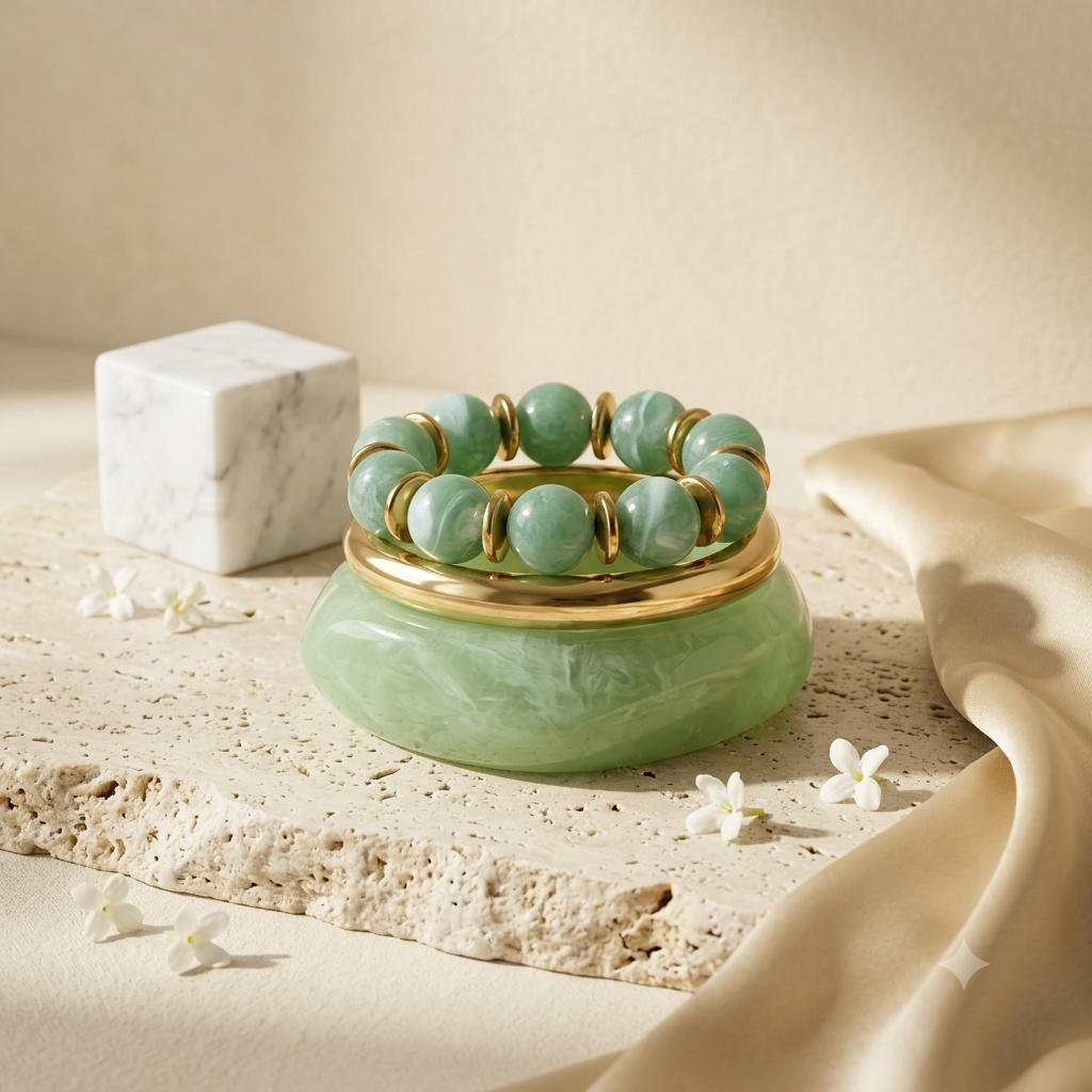 Sage Glow Bangle & Bracelet Stack