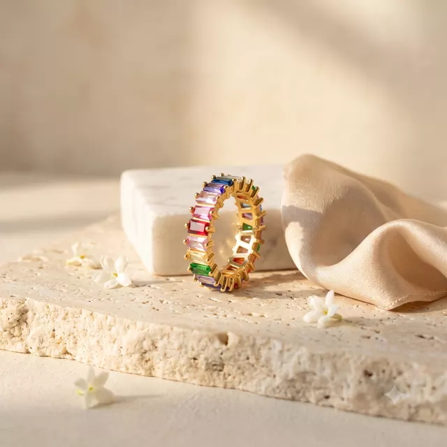 Rainbow Baguette Ring
